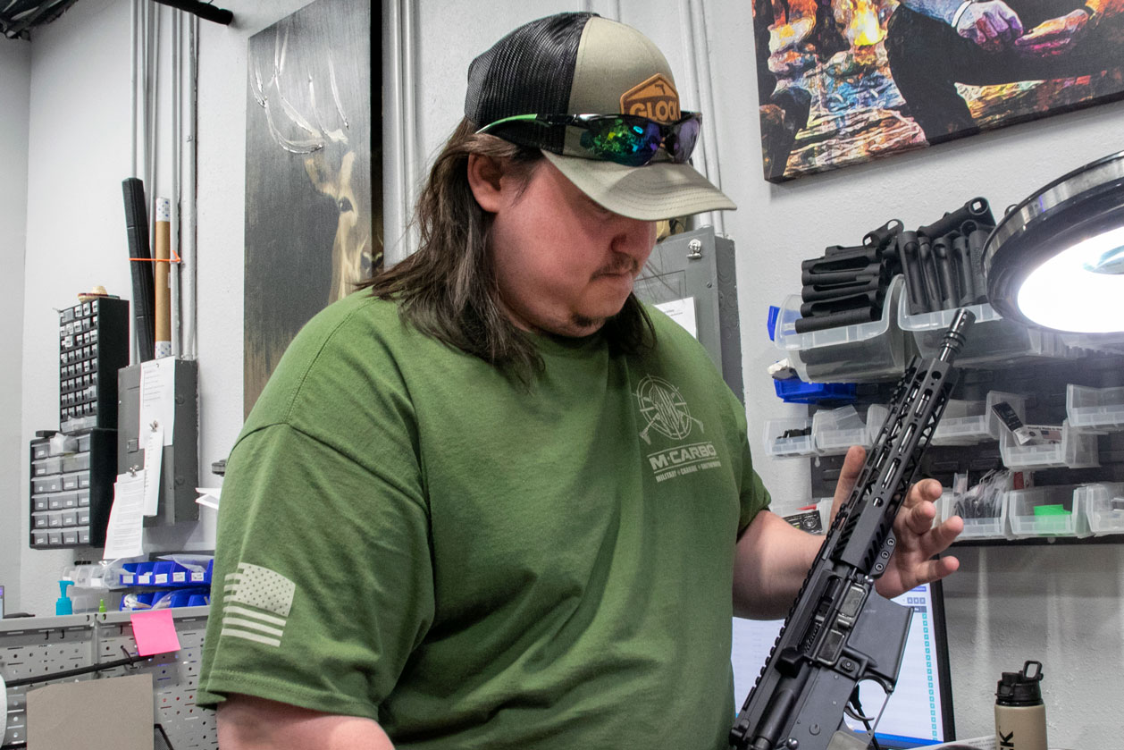 Gunsmith working on Rifle